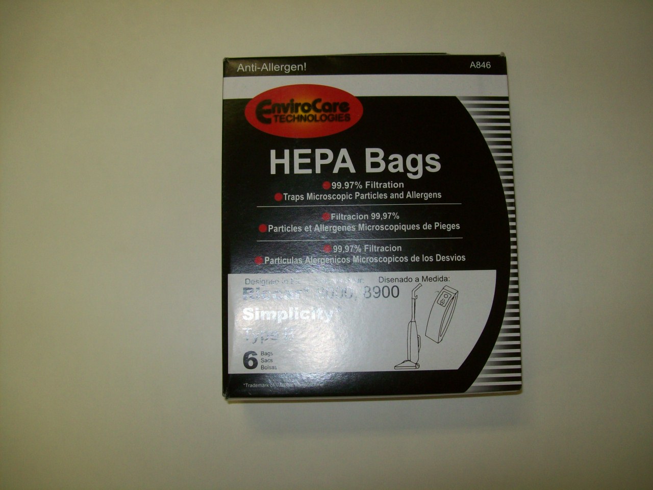 Simplicity 7000 Riccar 8000 Bag Type B HEPA - Generic - 6 Pck